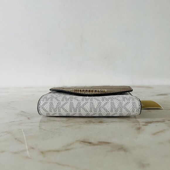 MICHAEL KORS Jet Set Truffle Logo Leather Medium Tri-Fold Card Wallet - Picture 3 of 8